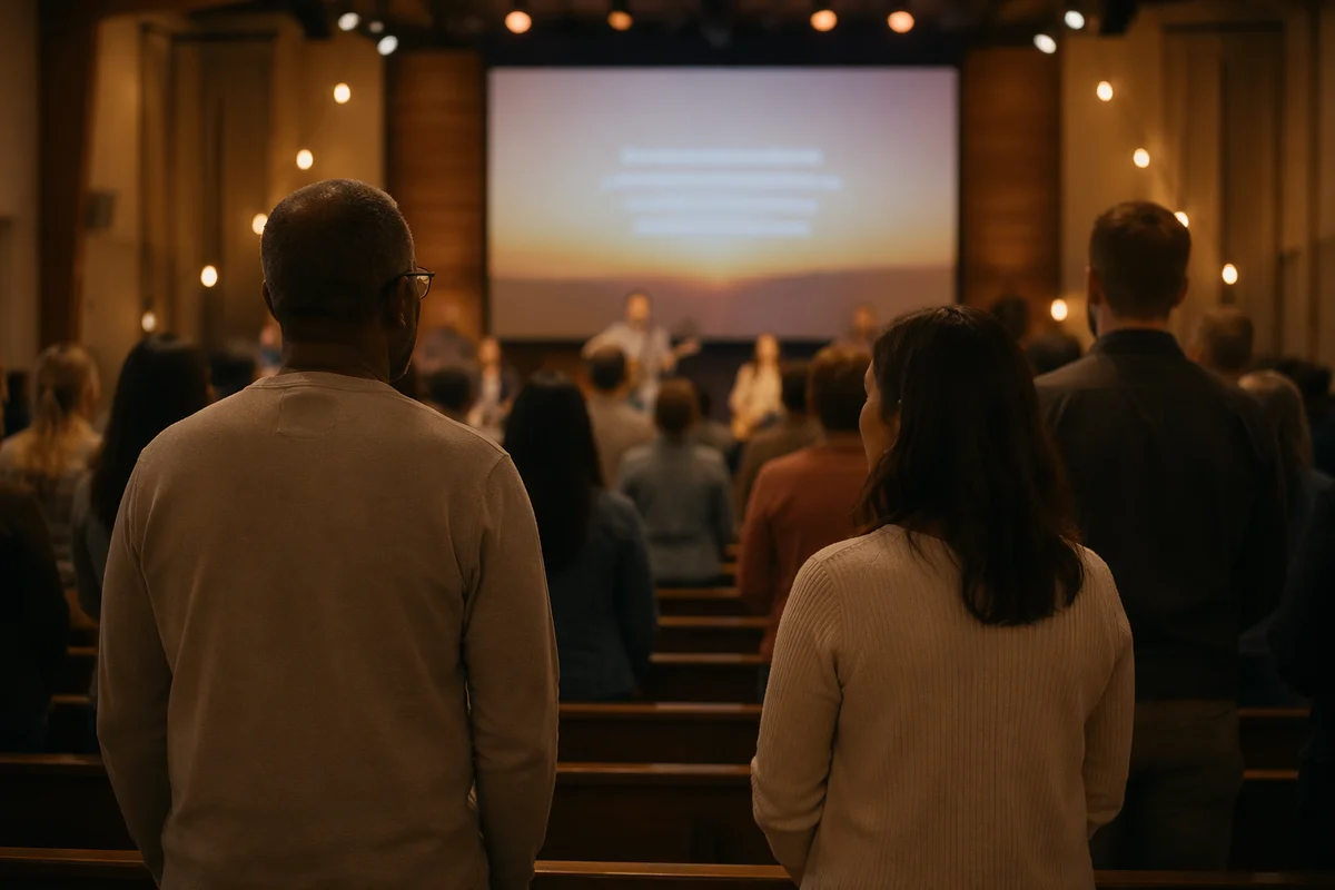 Evening Church Service with Projector Screen