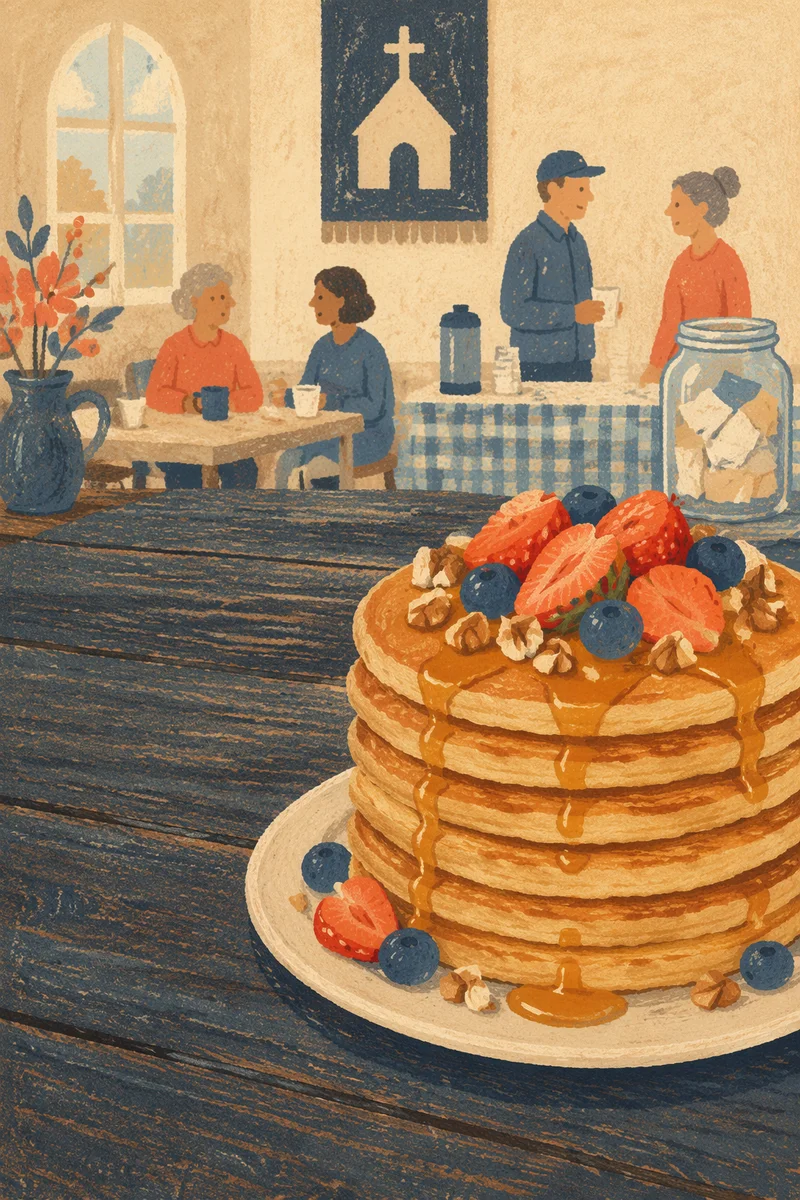 Church Pancake Breakfast Fundraiser Table Scene