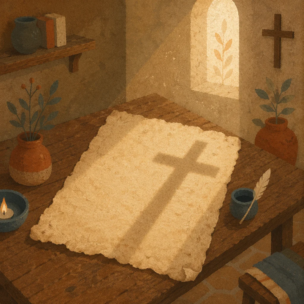 Weathered Parchment with Chapel Cross Shadow