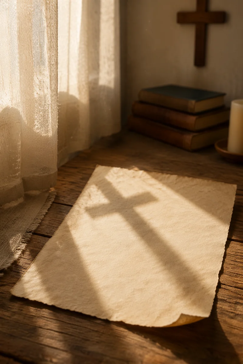 Parchment Paper with Cross Shadow