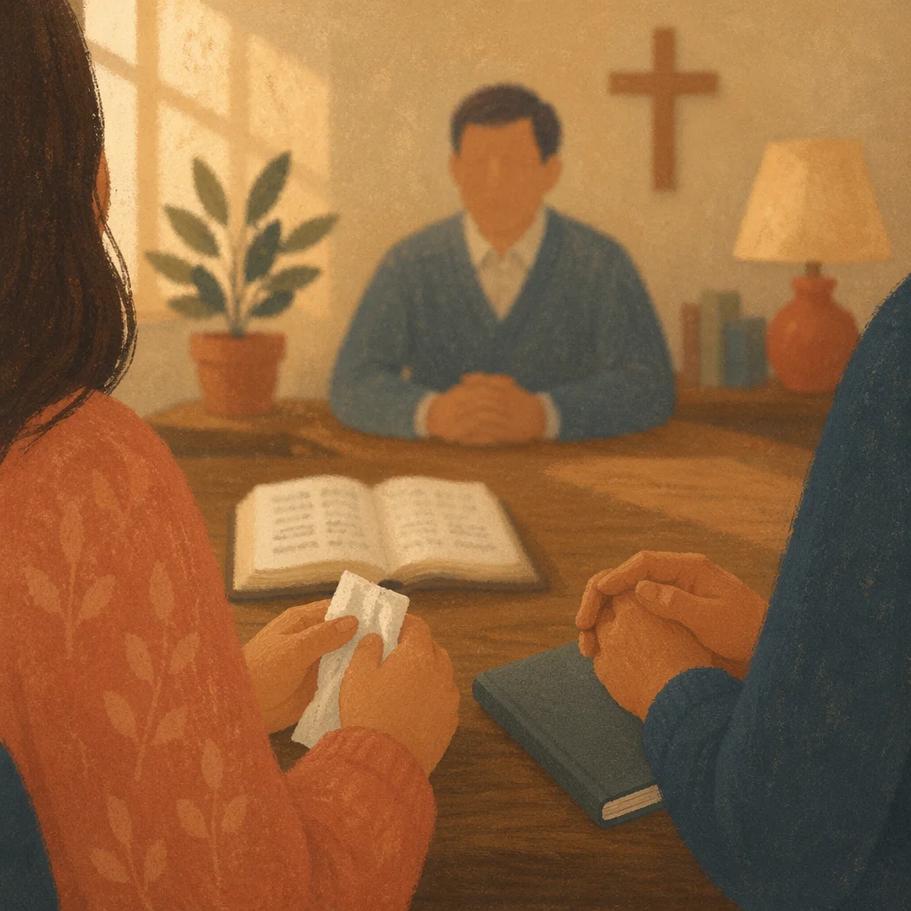 Pastor Counseling in Warm Church Office
