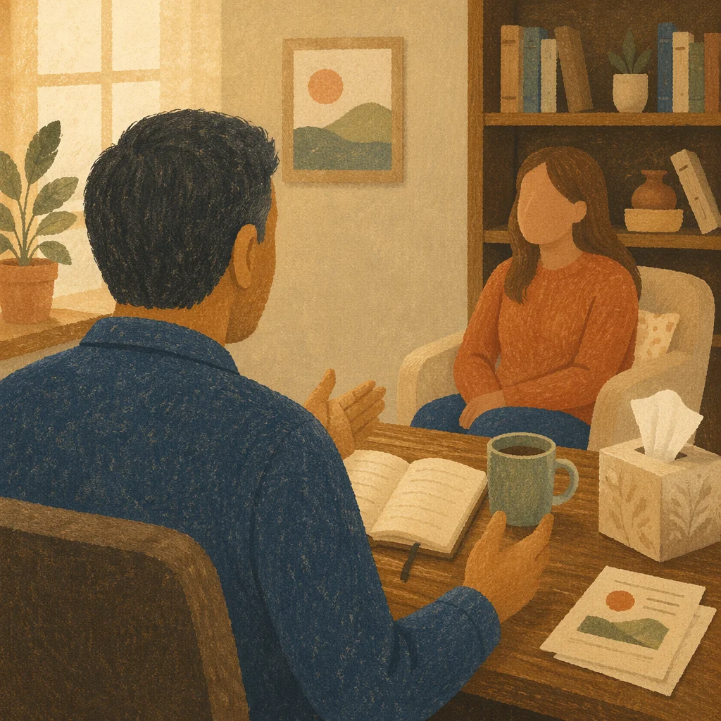 Warm Pastoral Counseling in Church Office