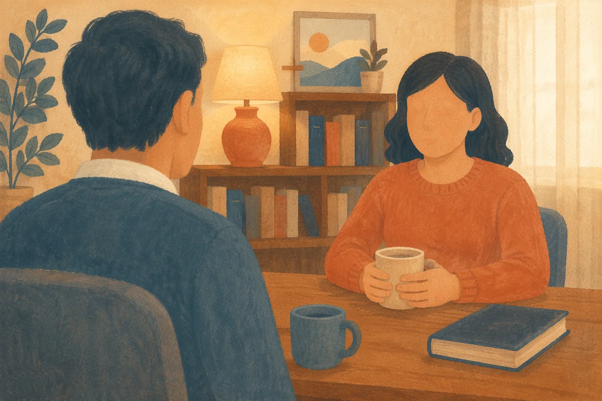 Pastor Counseling Conversation in Warm Church Office