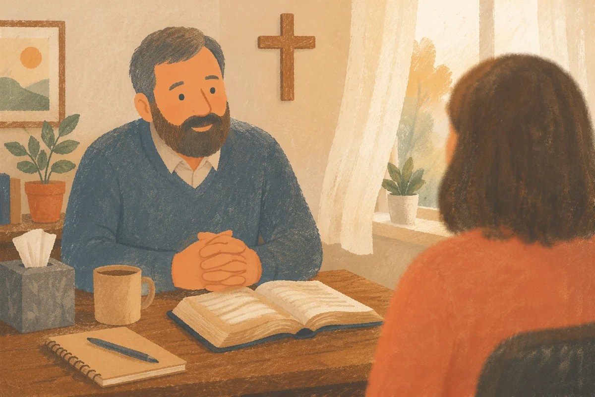 Pastor Counseling Session in Church Office