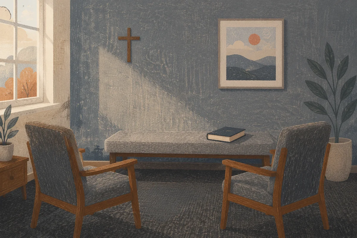 Quiet Pastor Counseling Office with Bible