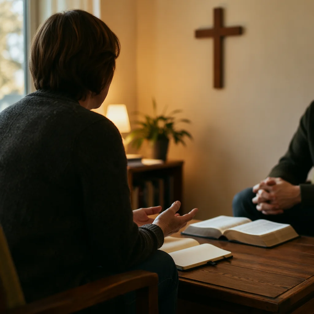 Pastor Counseling in Warm Church Office