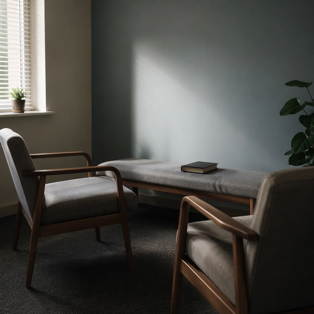 Quiet Pastor Counseling Office with Bible