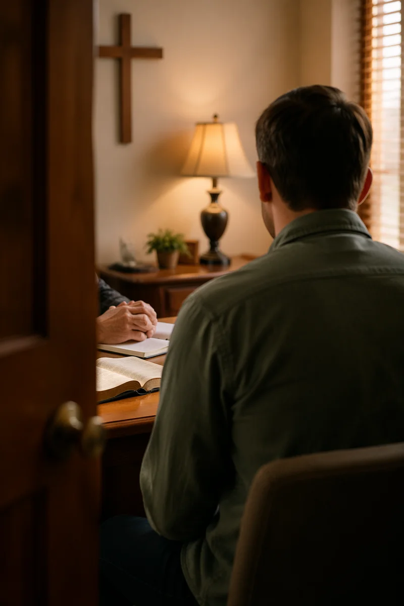 Quiet Pastoral Counseling in Church Office