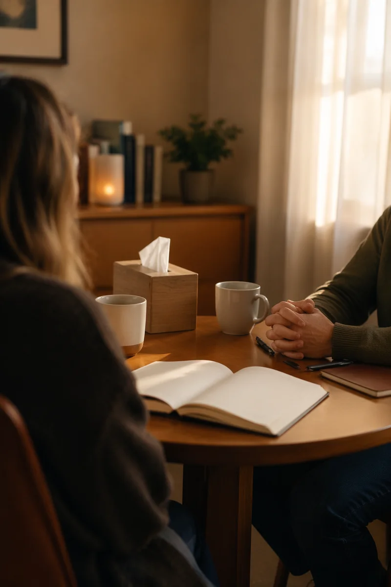 Pastor Counseling Conversation in Church Office