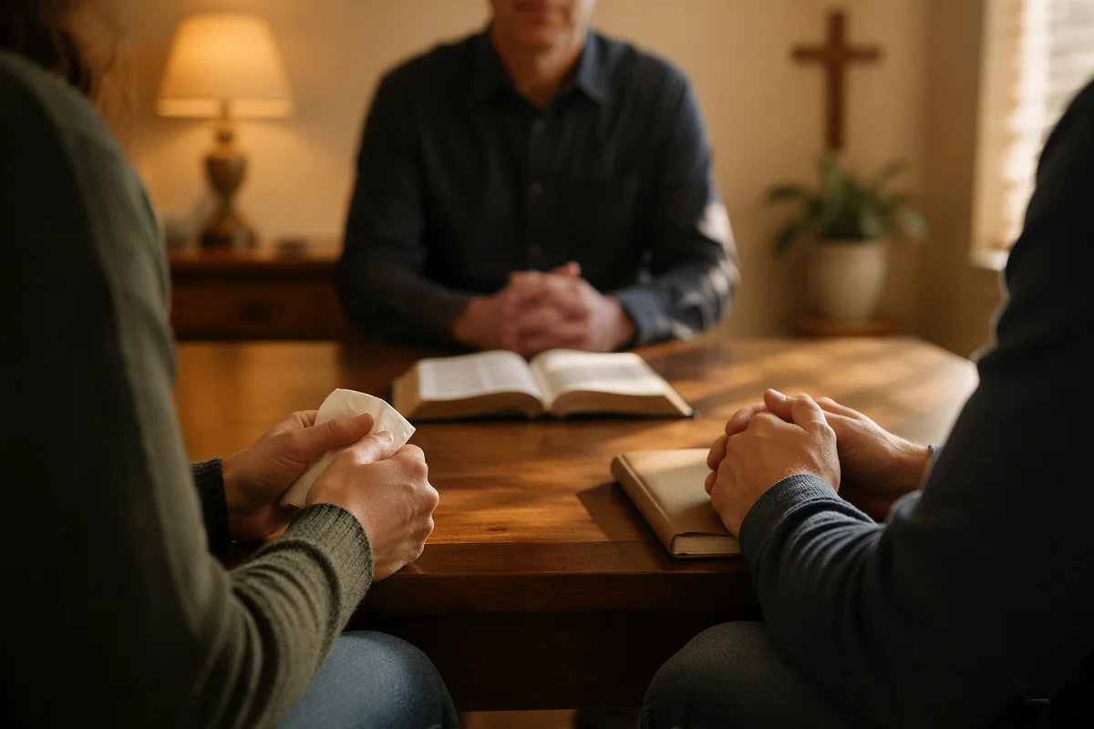 Pastor Counseling Session in Warm Church Office