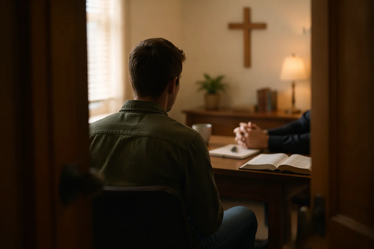Quiet Pastoral Counseling in Church Office