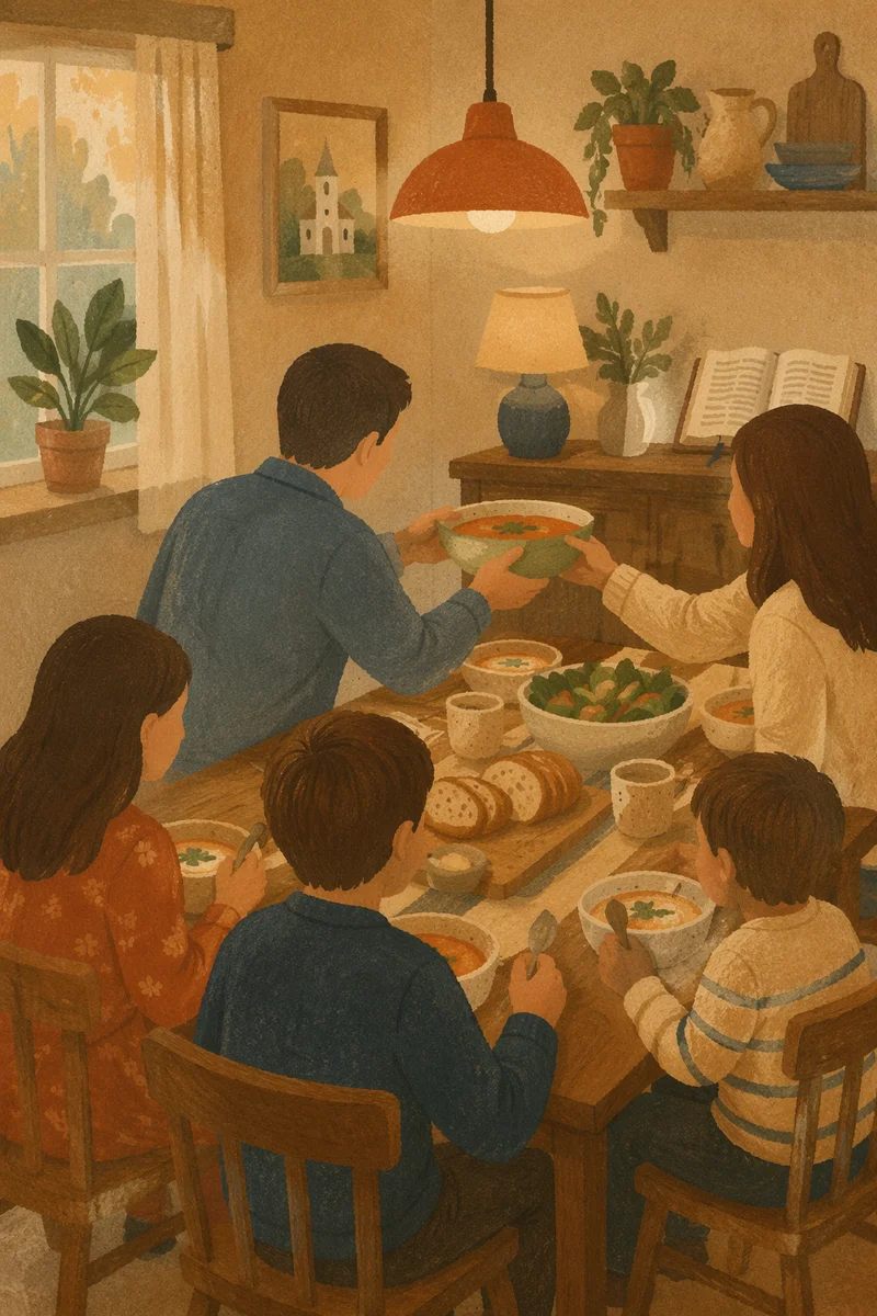 Pastor Family Sharing Dinner at Home