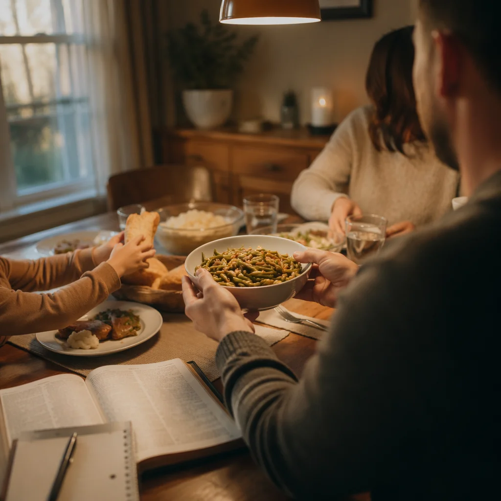 Pastor Family Sharing Weeknight Dinner at Home