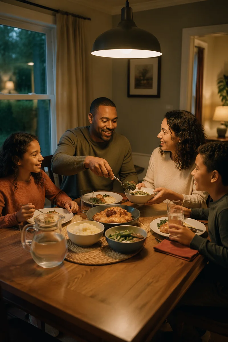 Family Dinner in Cozy Dining Room