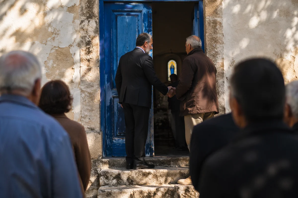 Pastor Greeting Congregation at Chapel Door