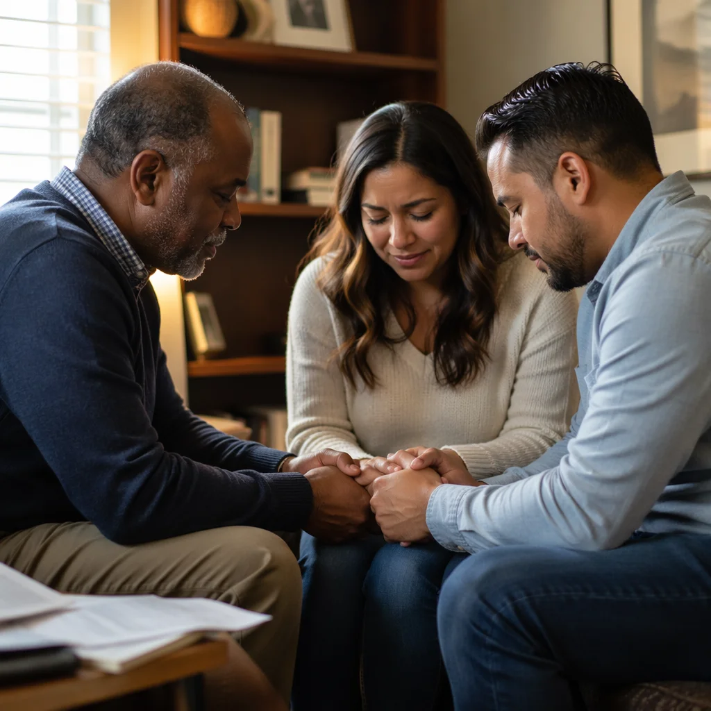 Pastor Praying with Young Couple