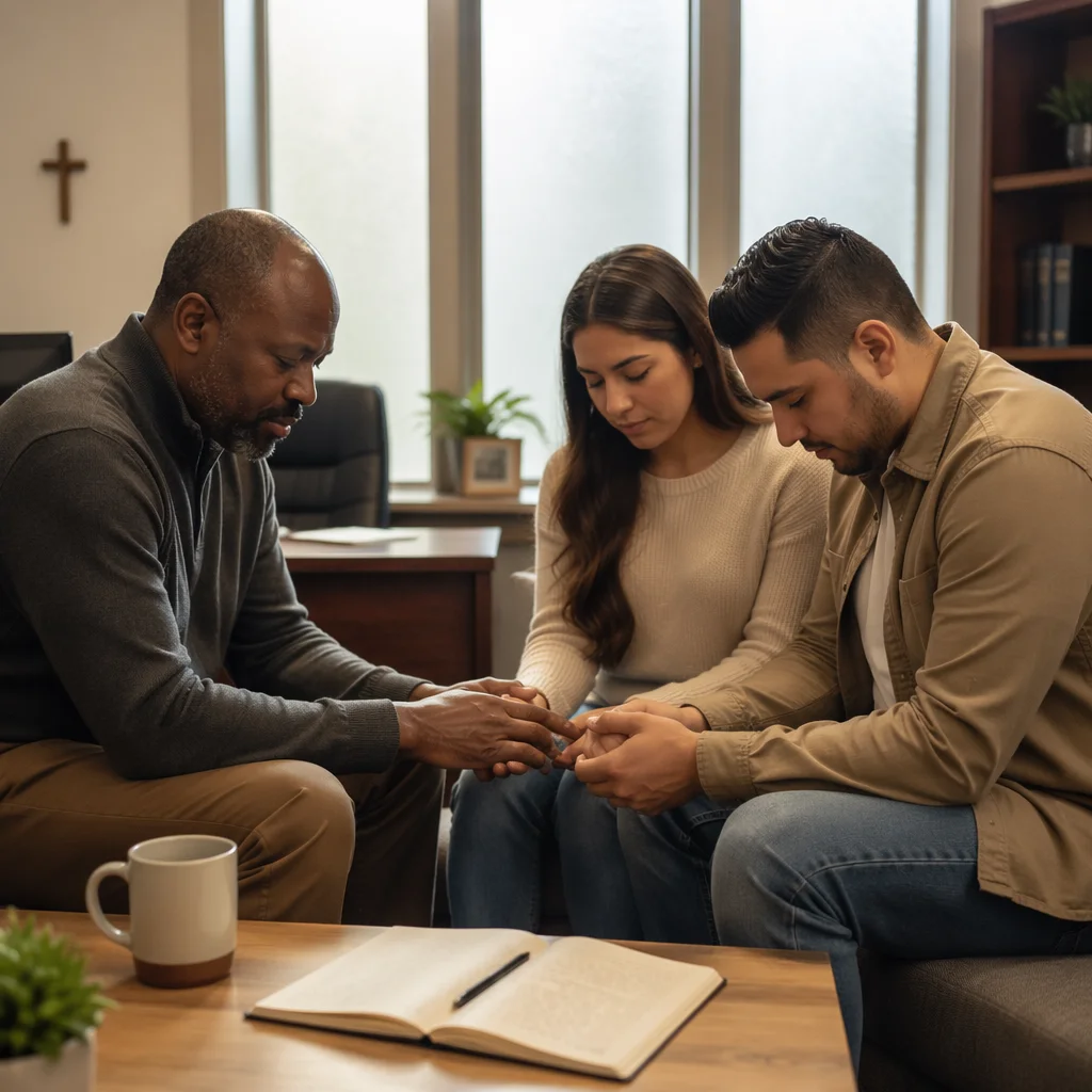 Pastor Praying with Young Couple