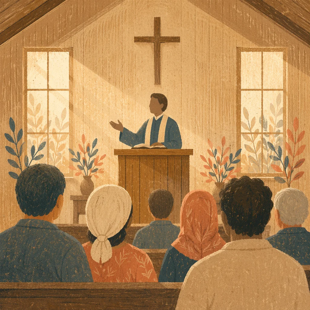 Pastor Preaching in Warm Chapel Light