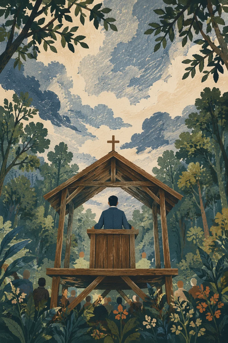 Pastor Preaching at Woodland Chapel Pulpit