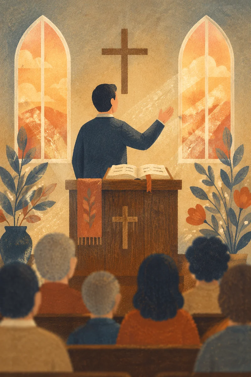 Pastor Preaching at Sunset Chapel Pulpit