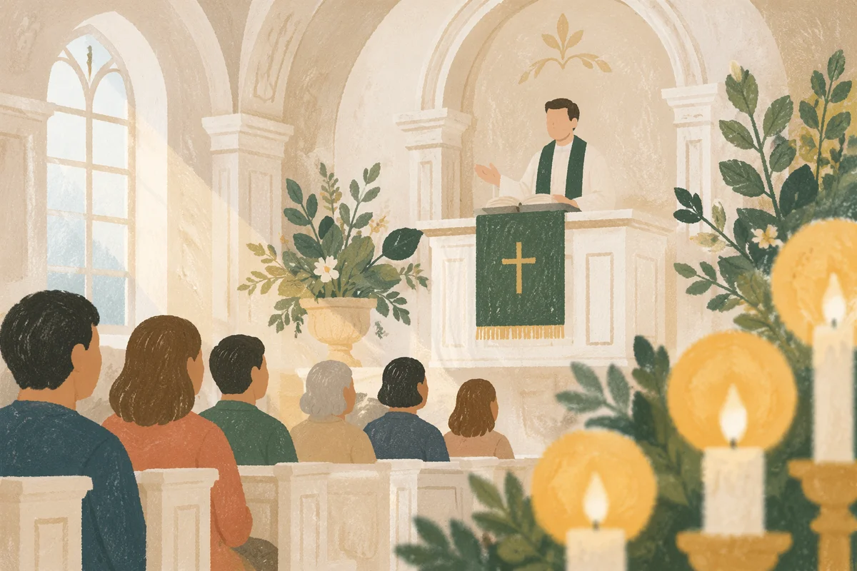 Pastor Preaching in Bright Chapel Pulpit