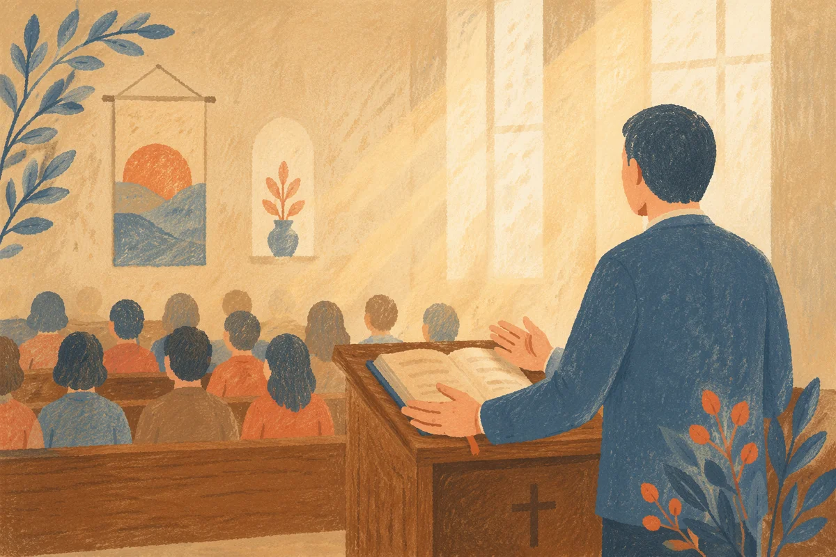 Pastor Preaching in Morning Chapel Light
