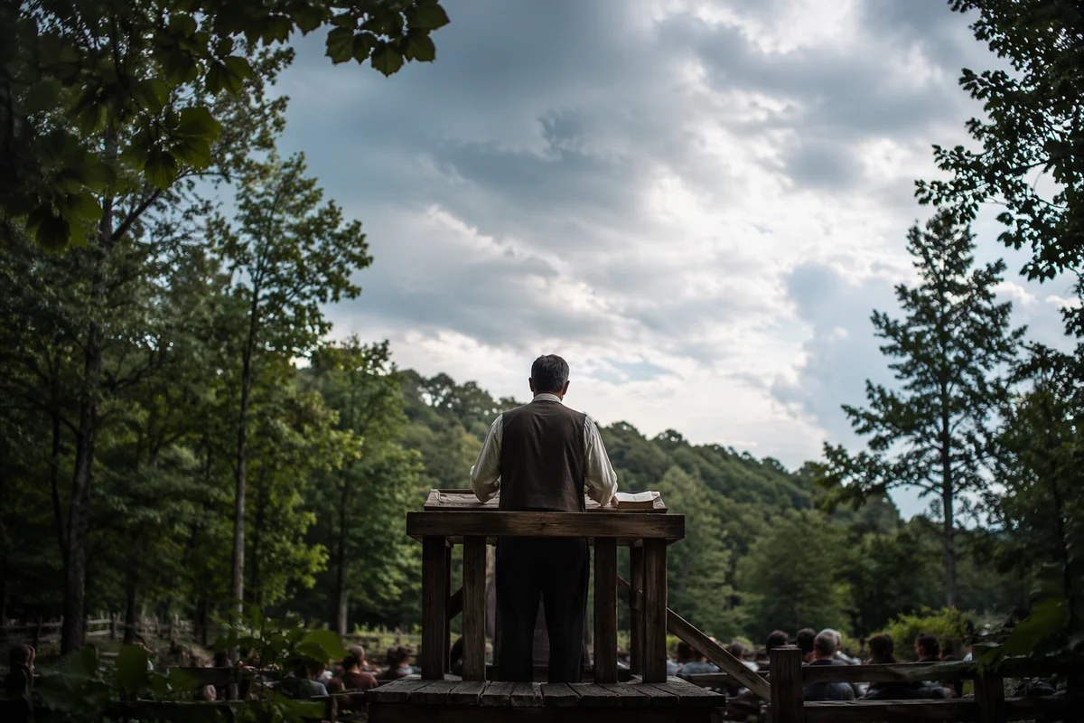 Pastor Preaching at Woodland Chapel Pulpit