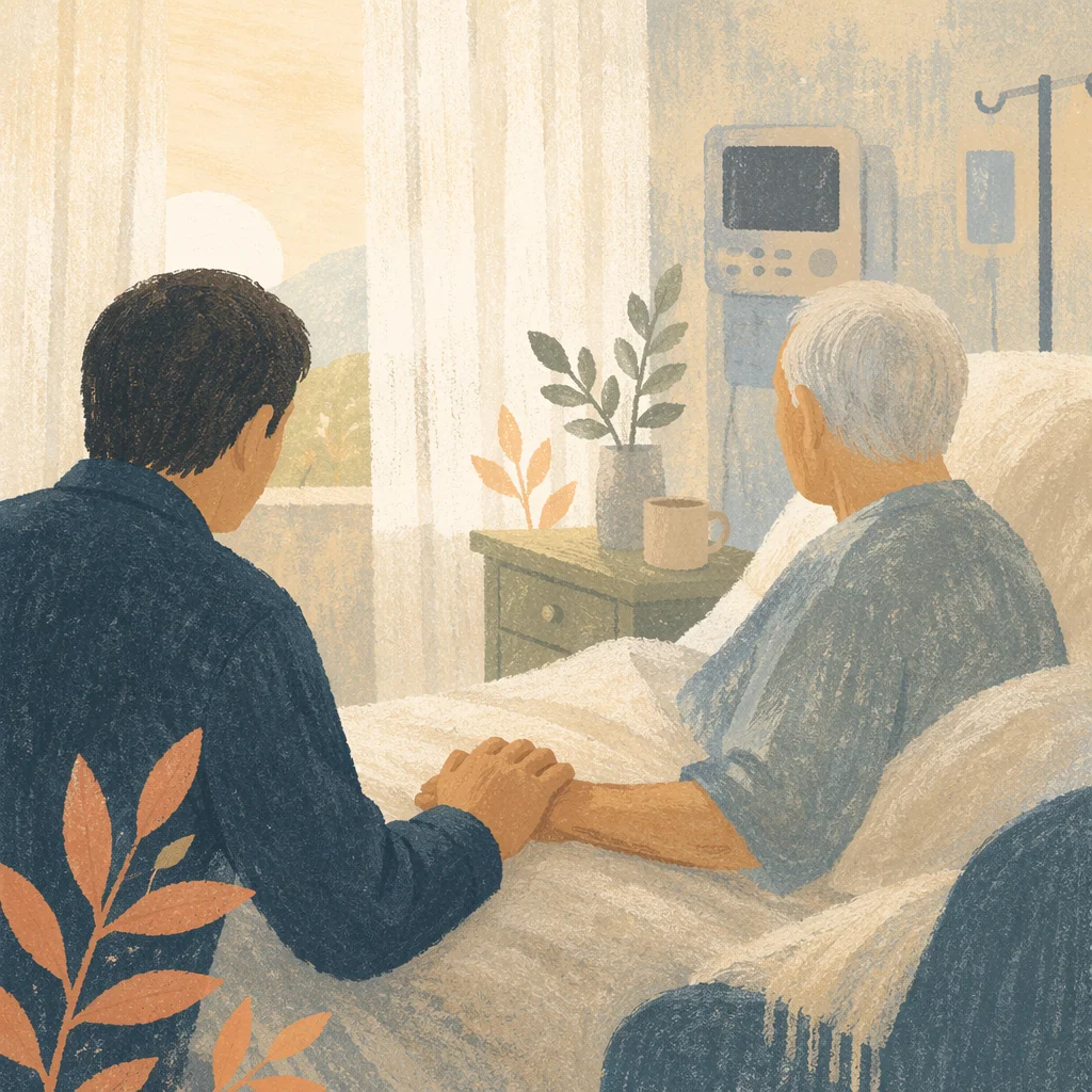 Pastor Comforting Elderly Patient at Bedside