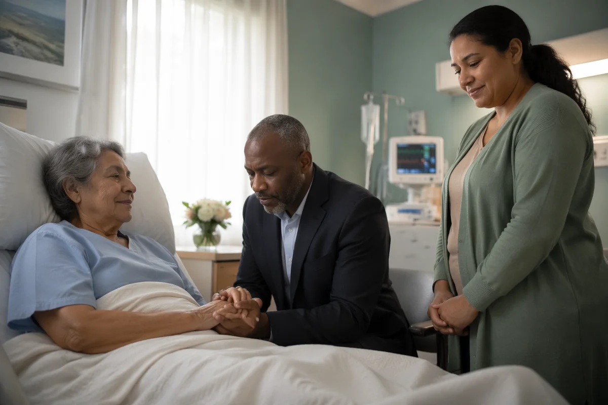 Pastor Praying at Hospital Bedside