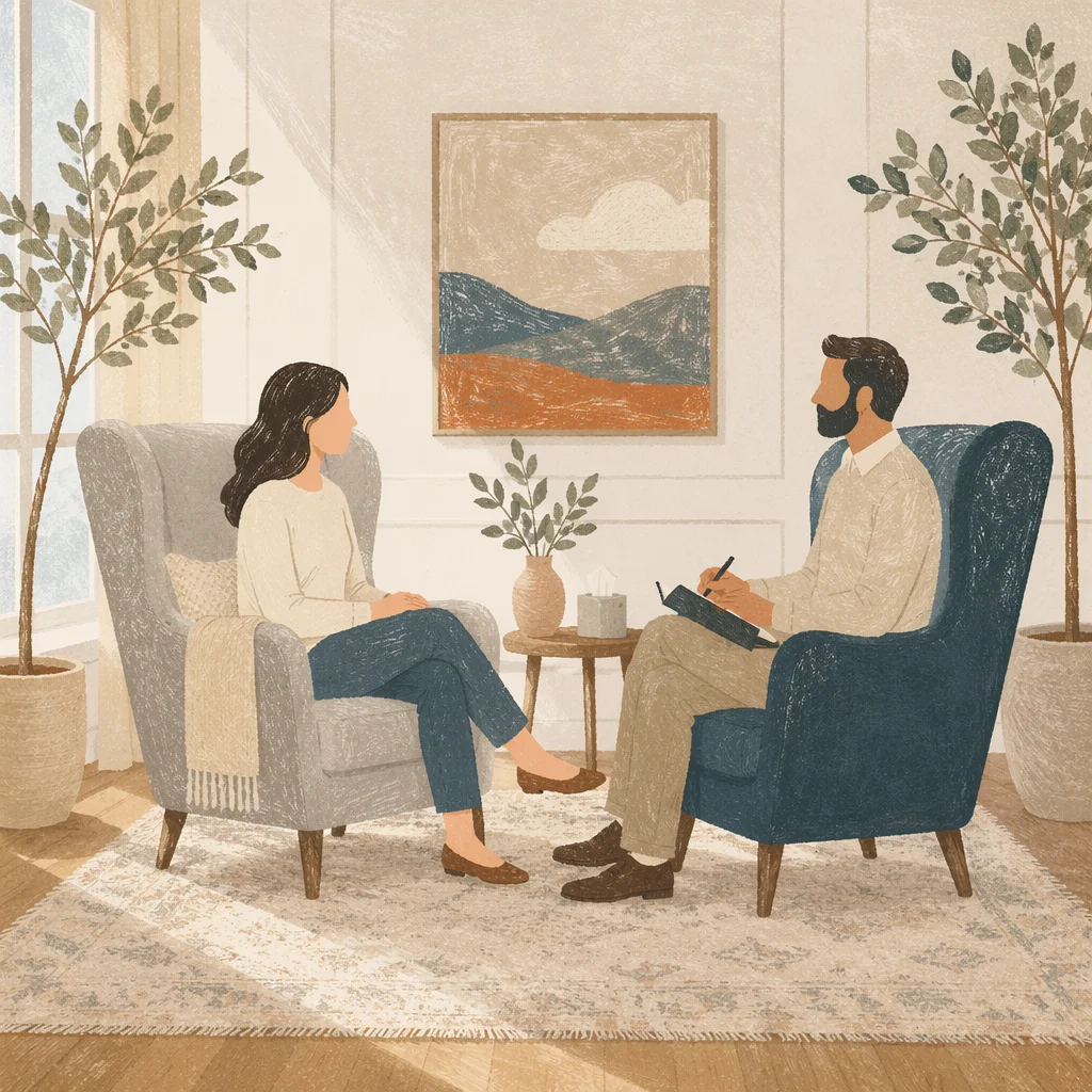 Peaceful Pastoral Counseling Office Conversation