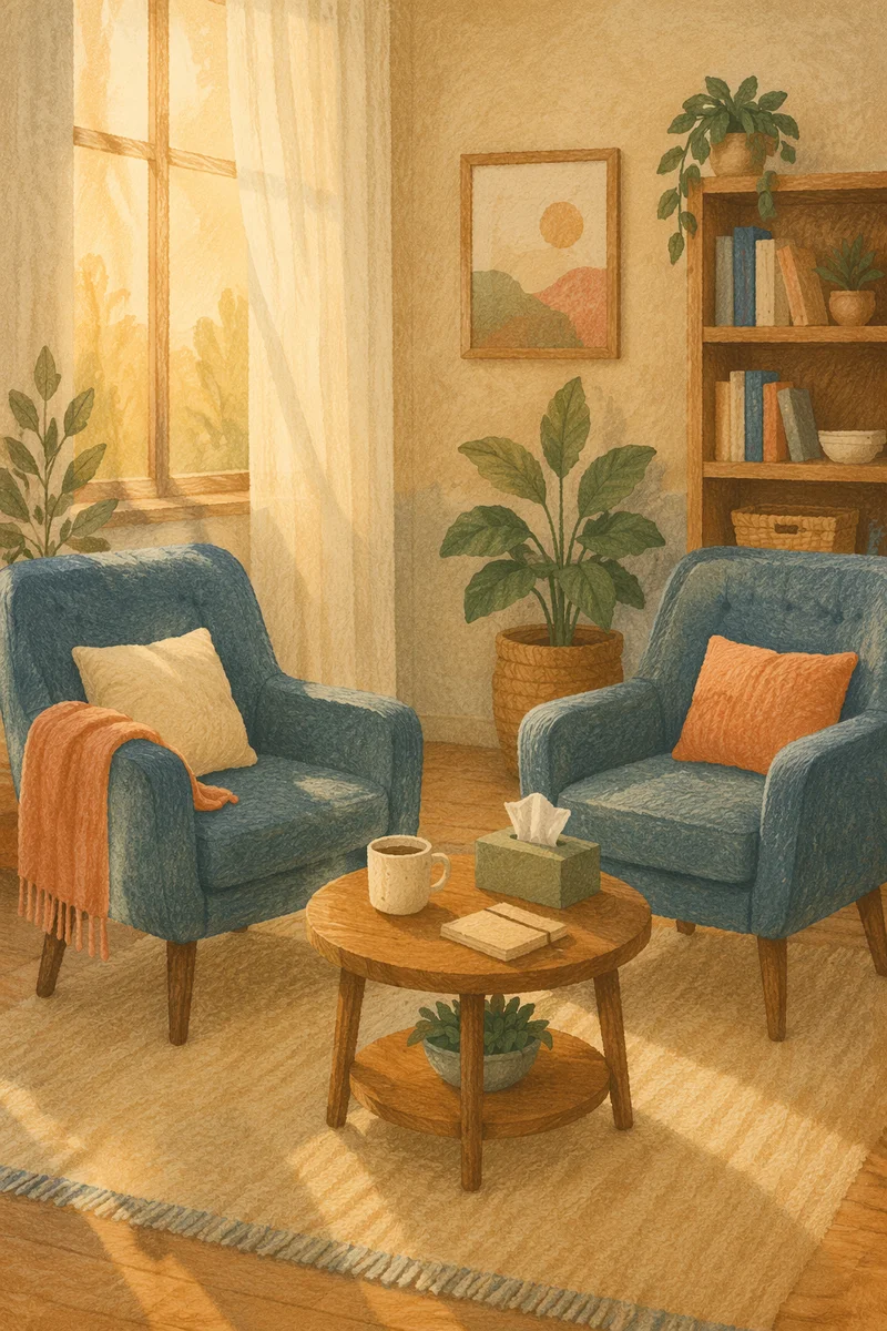 Warm Pastoral Counseling Office With Two Chairs