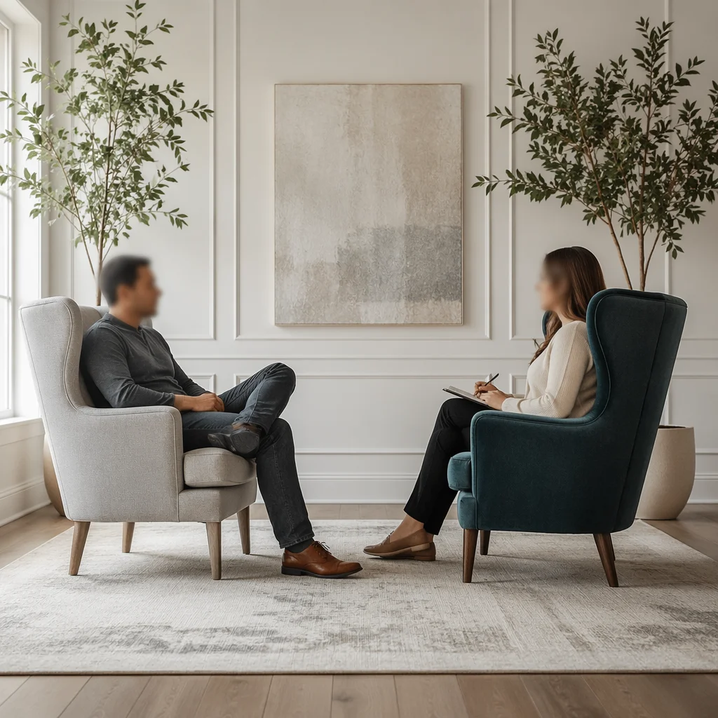 Calm Pastoral Counseling Session in Modern Office