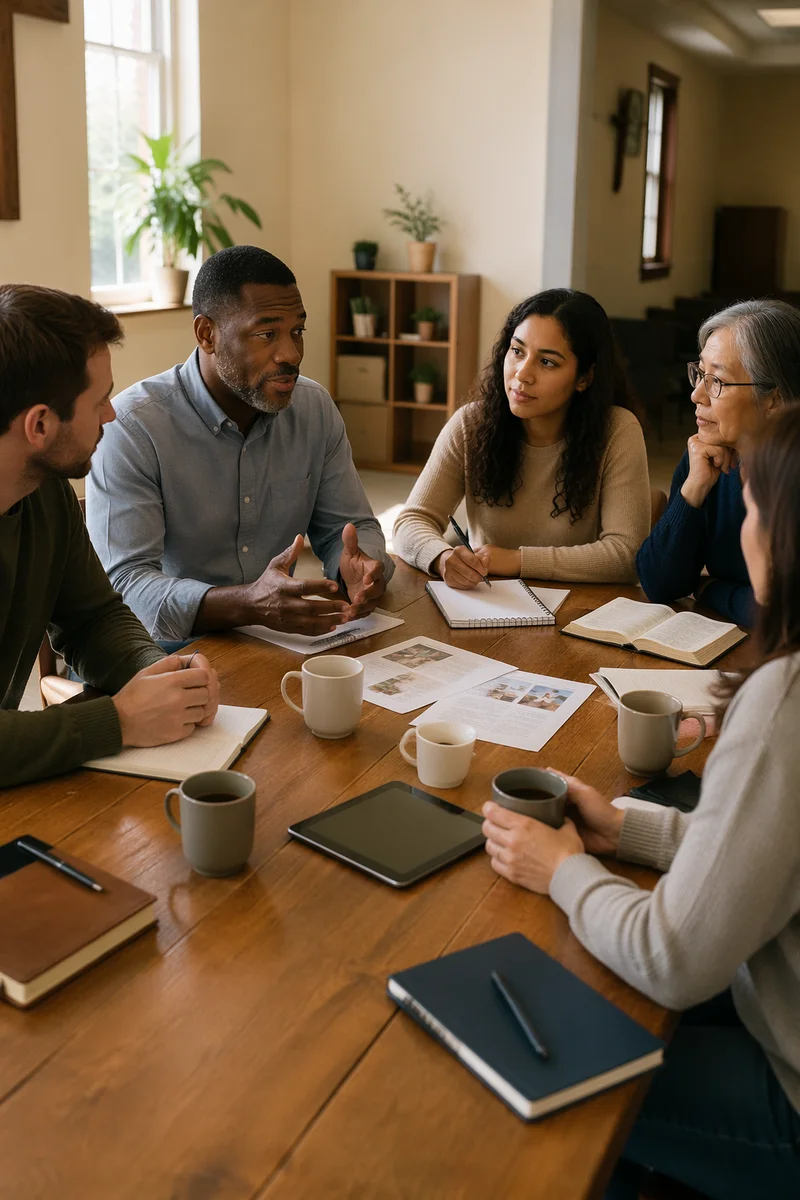 Church Leadership Team Meeting Around Table