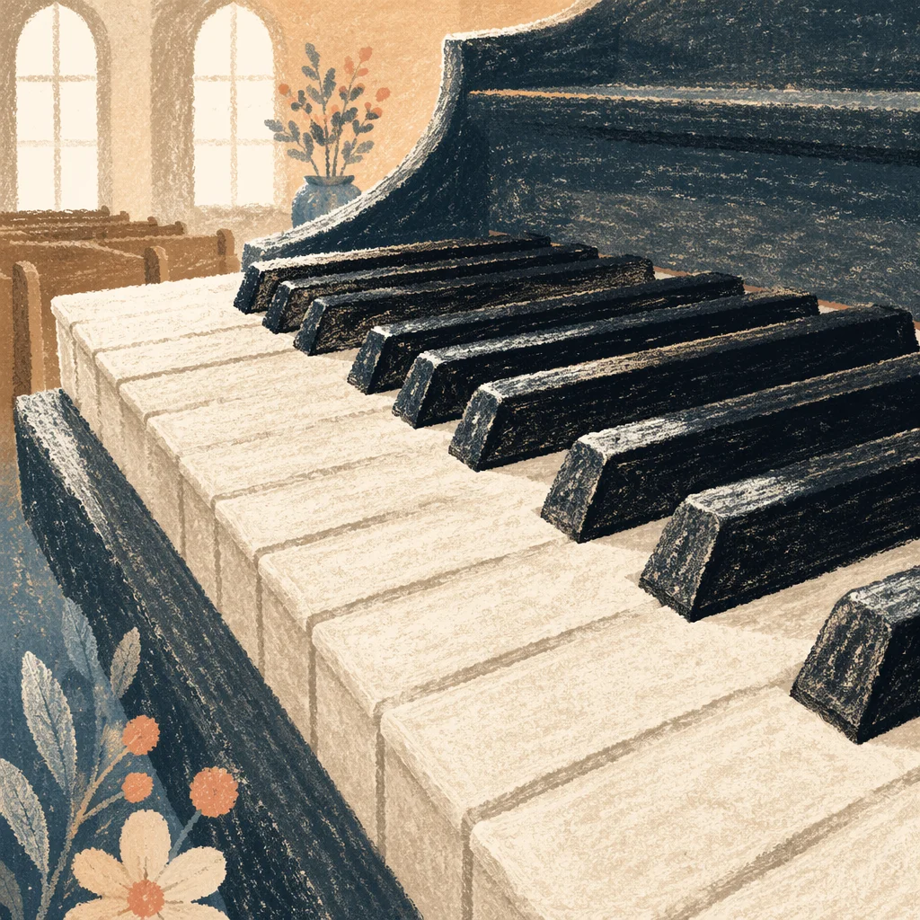 Soft Light Piano Keys Before Worship
