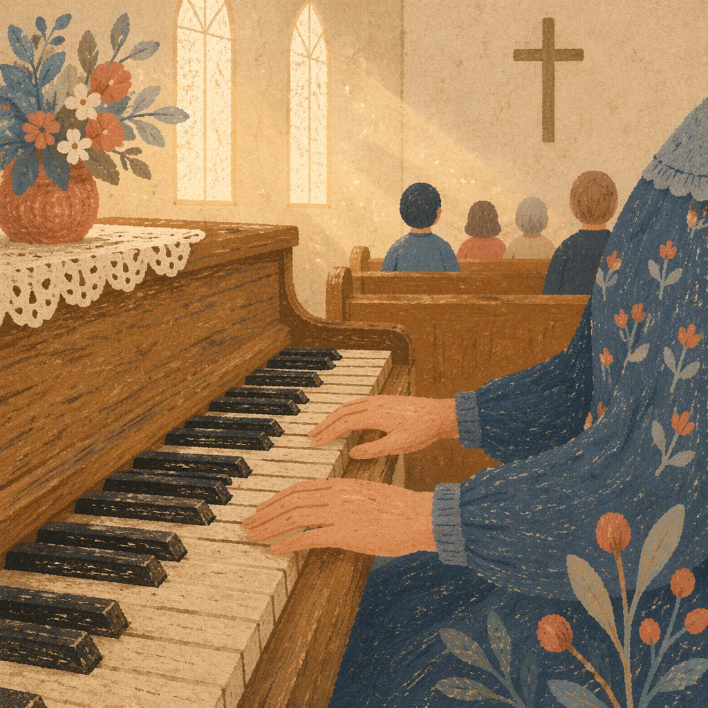 Soft Morning Worship Piano in Wooden Chapel
