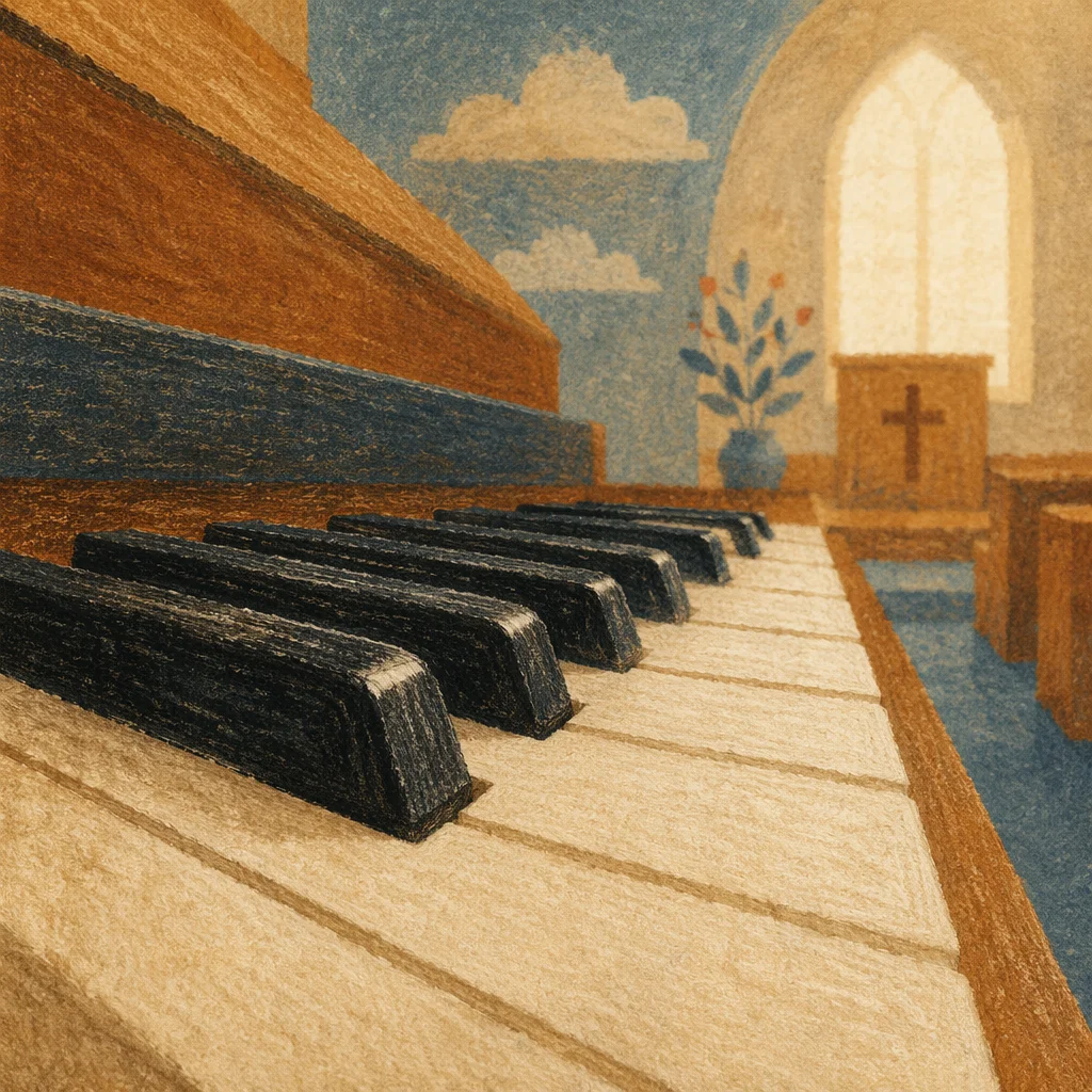 Piano Keys in Quiet Church Worship