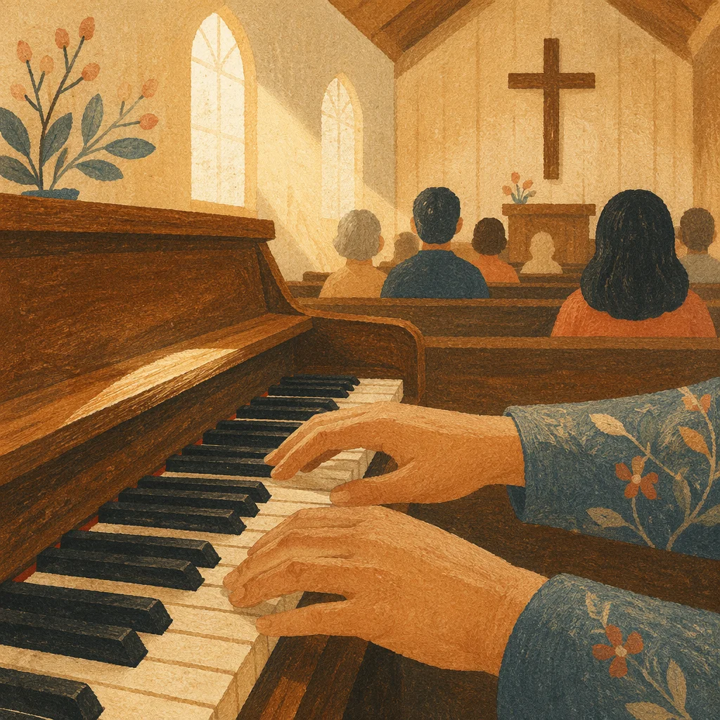 Piano Worship in a Quiet Wooden Chapel