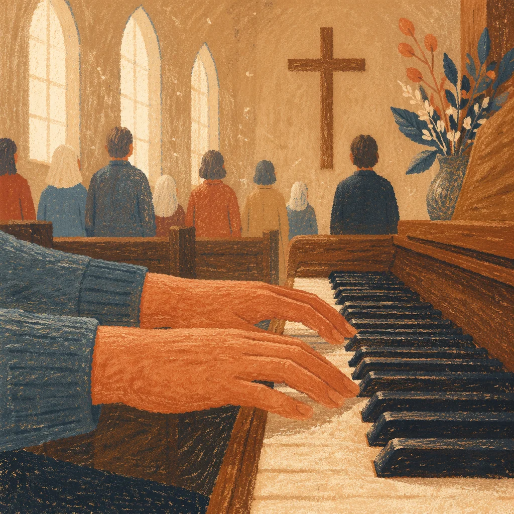 Gentle Piano Worship in Wooden Chapel