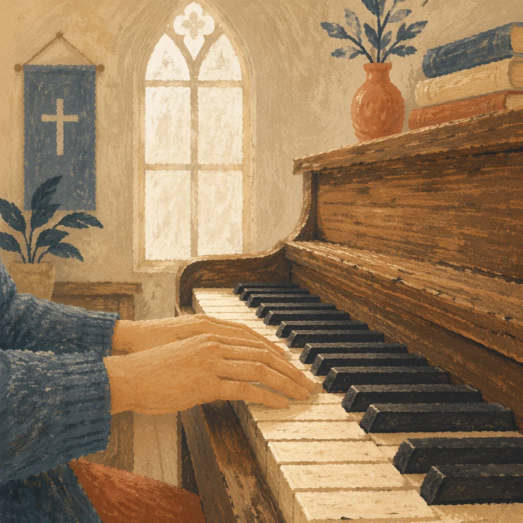 Gentle Worship Hands on Church Piano Keys