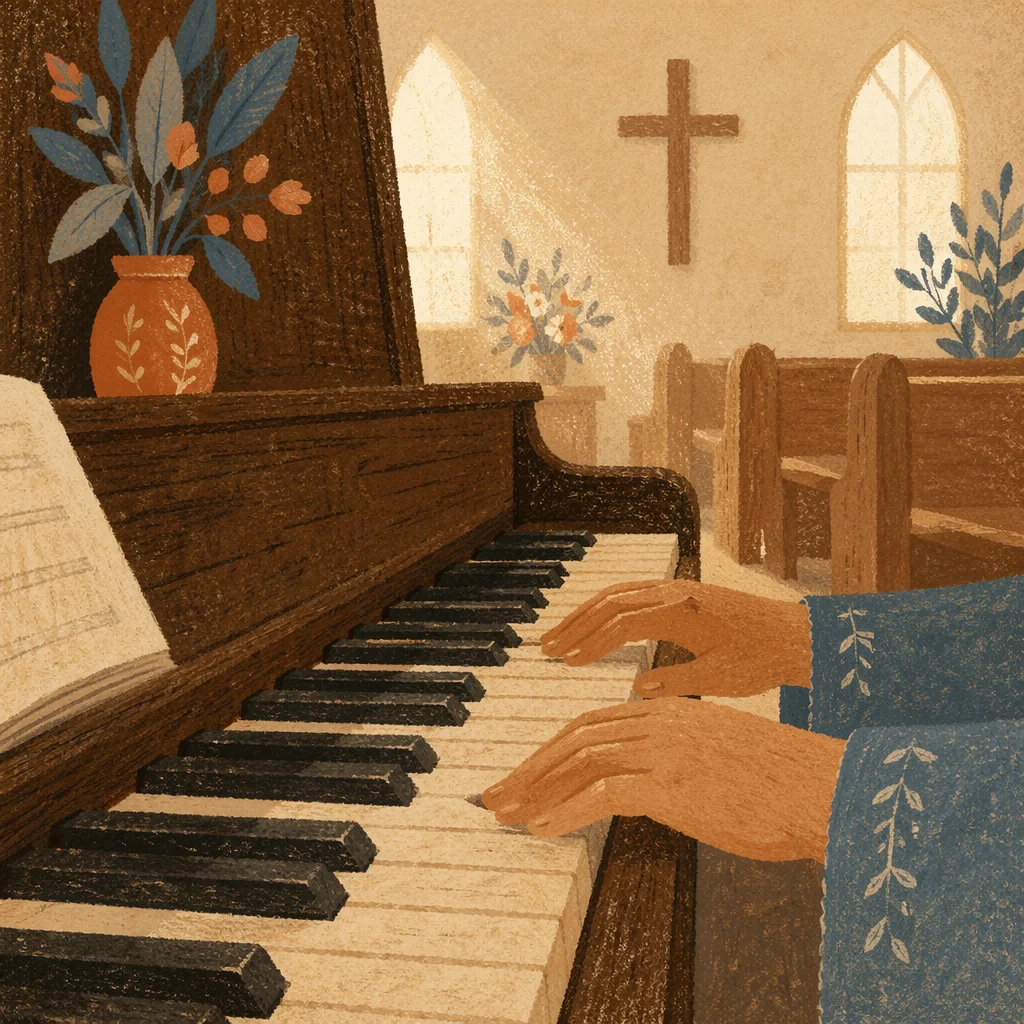 Piano Worship in a Wooden Chapel