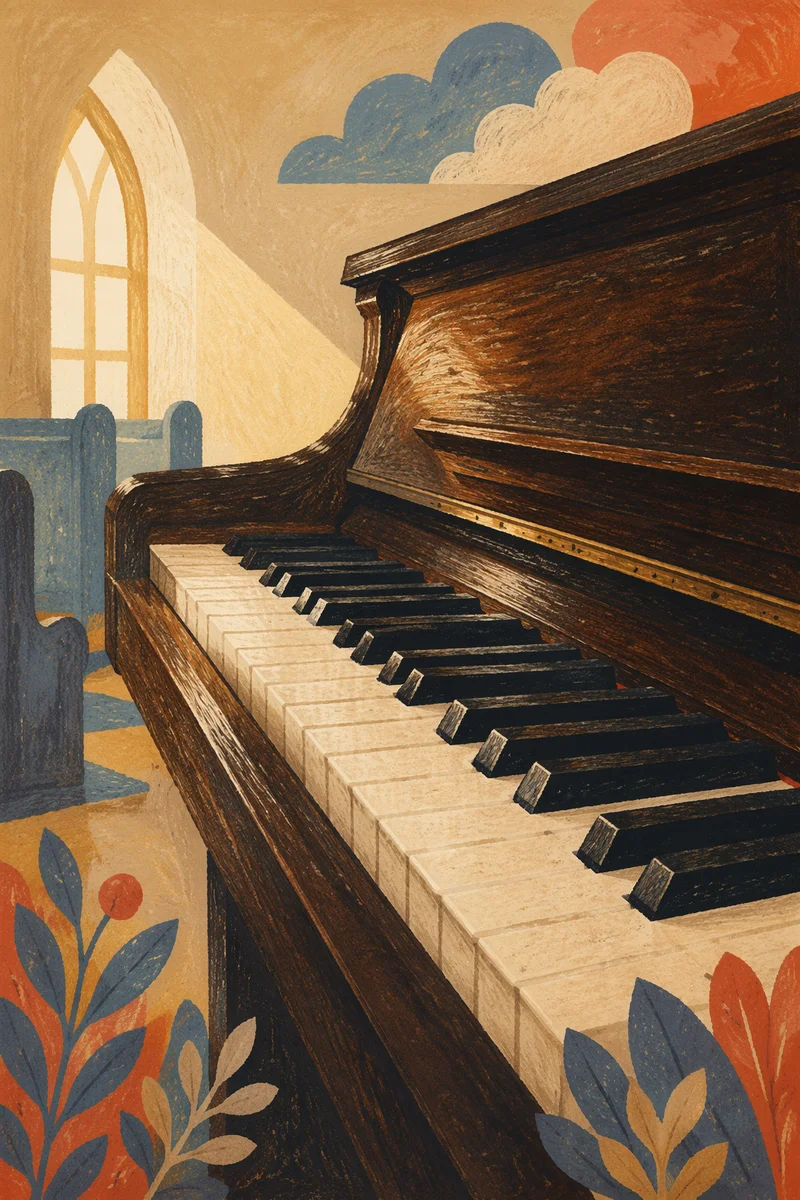 Soft Church Piano Keys in Morning Light