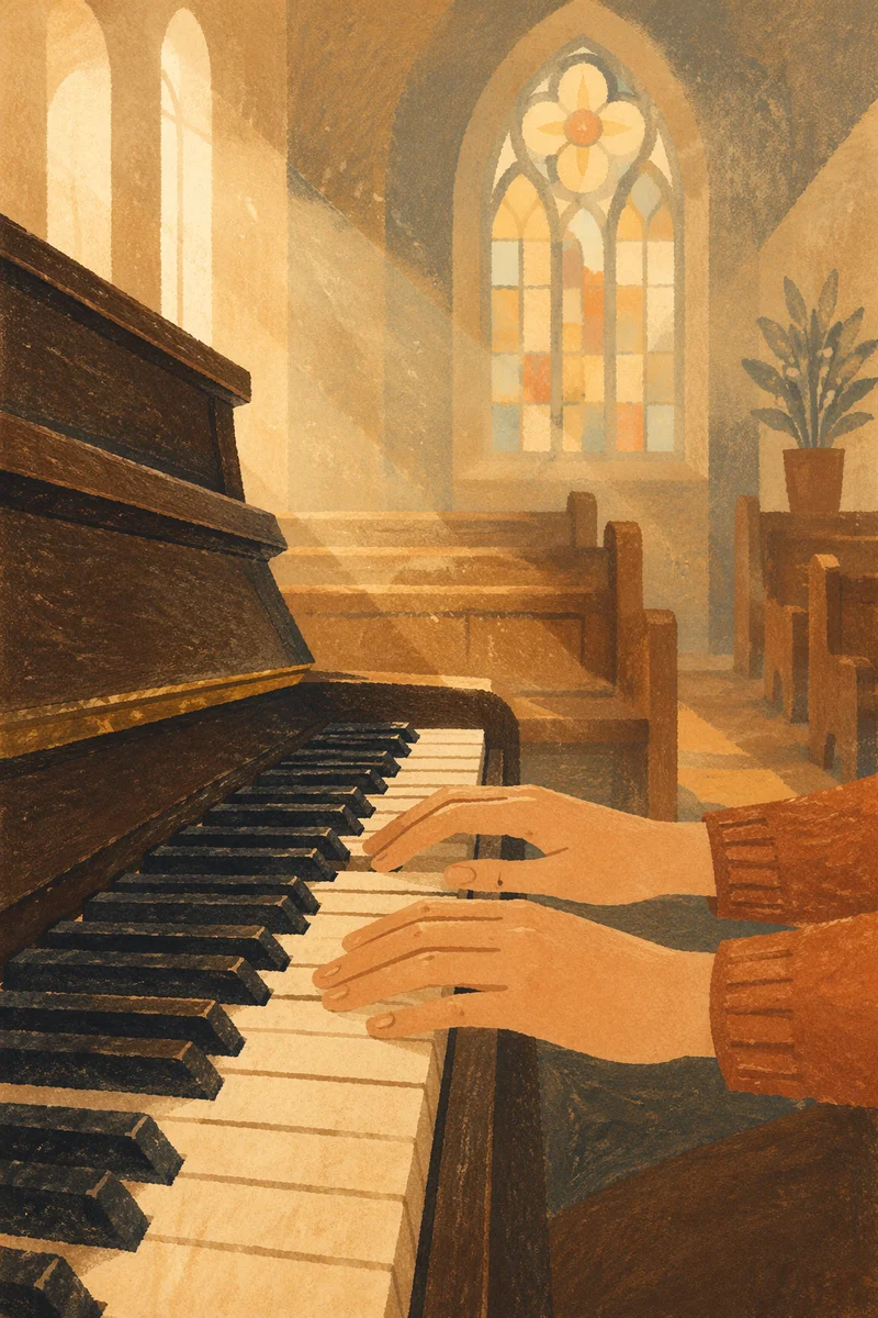 Piano Keys in Quiet Morning Worship