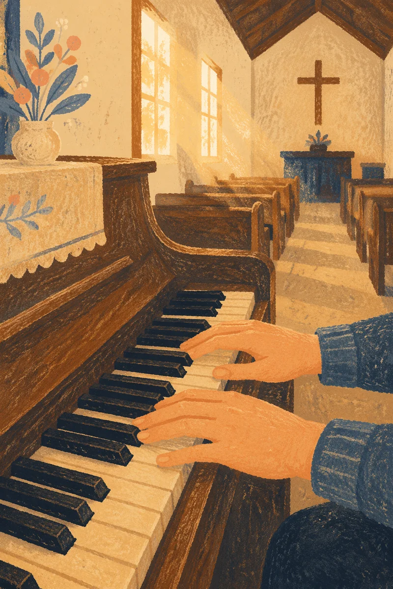 Quiet Worship Piano in Wooden Chapel