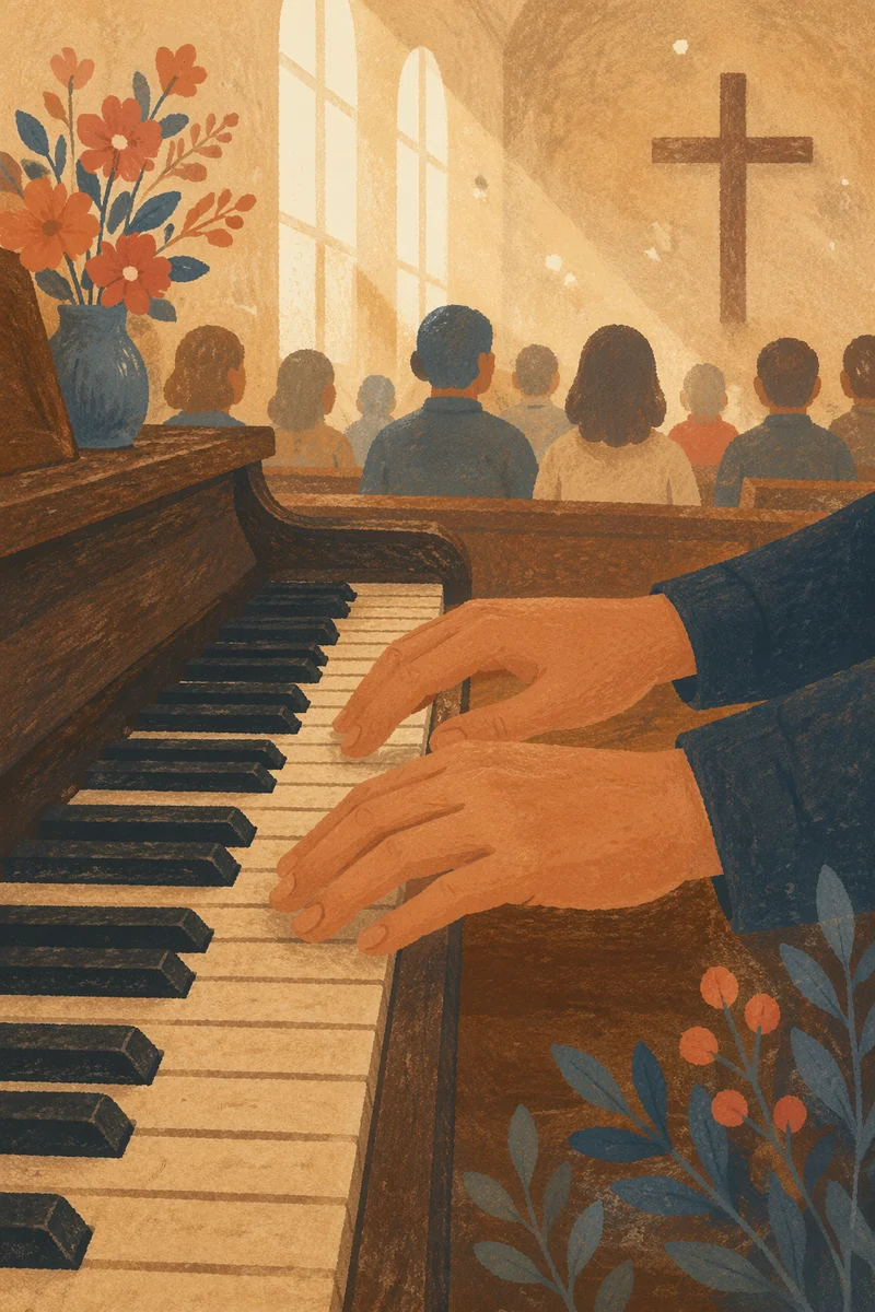 Gentle Piano Worship in Wooden Chapel