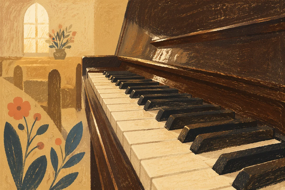 Piano Keys in Soft Church Worship Light