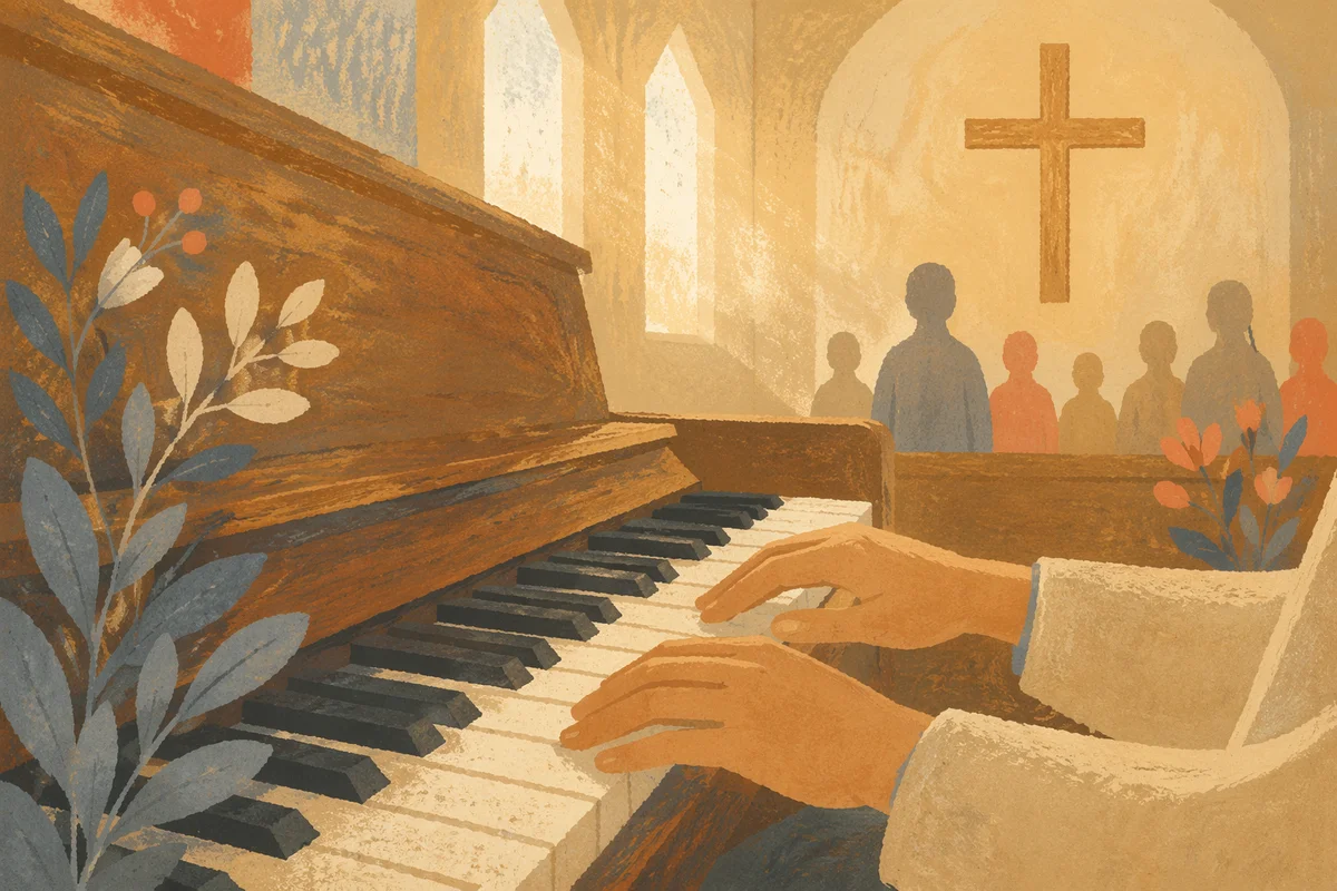 Gentle Piano Worship in Wooden Chapel