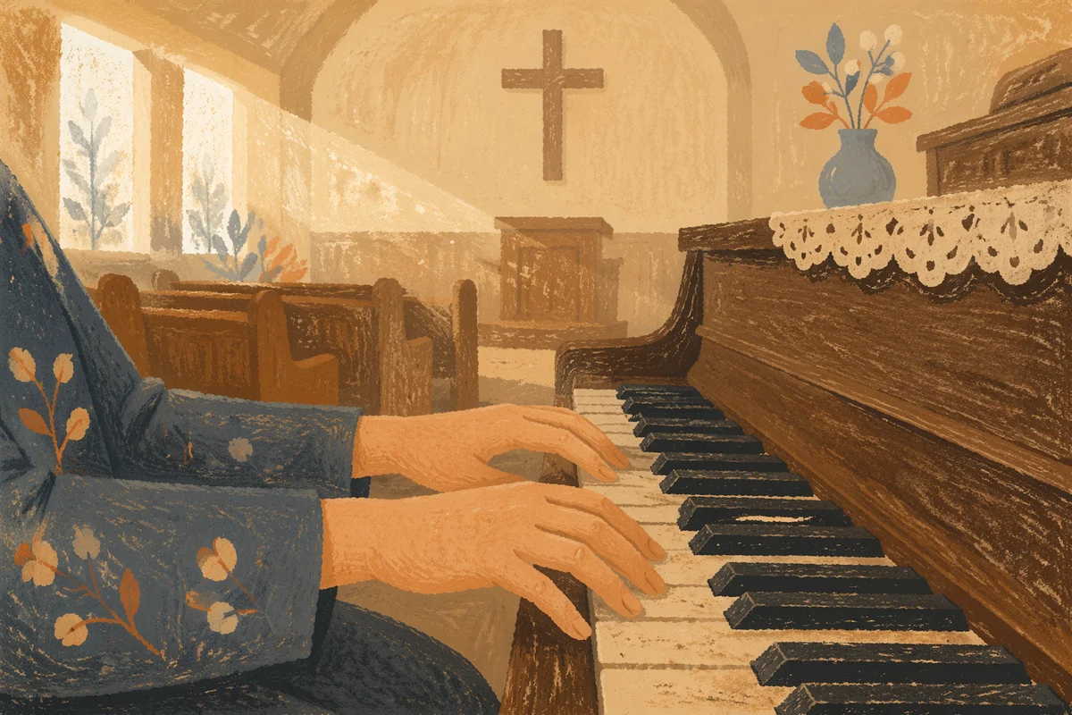 Gentle Piano Worship in Wooden Chapel