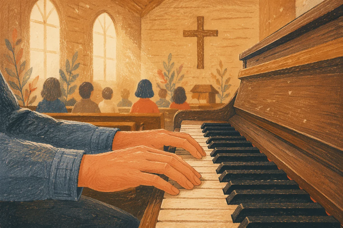 Gentle Piano Worship in Wooden Chapel