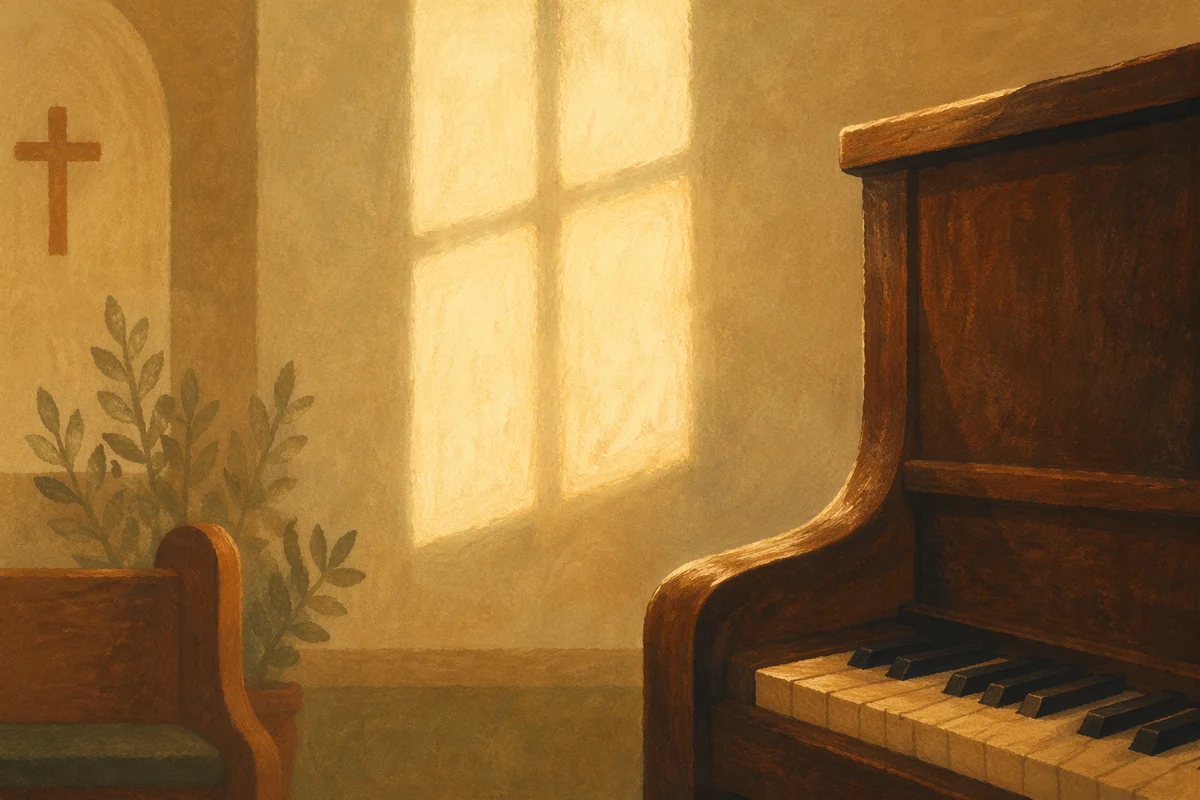 Quiet Church Piano in Soft Window Light