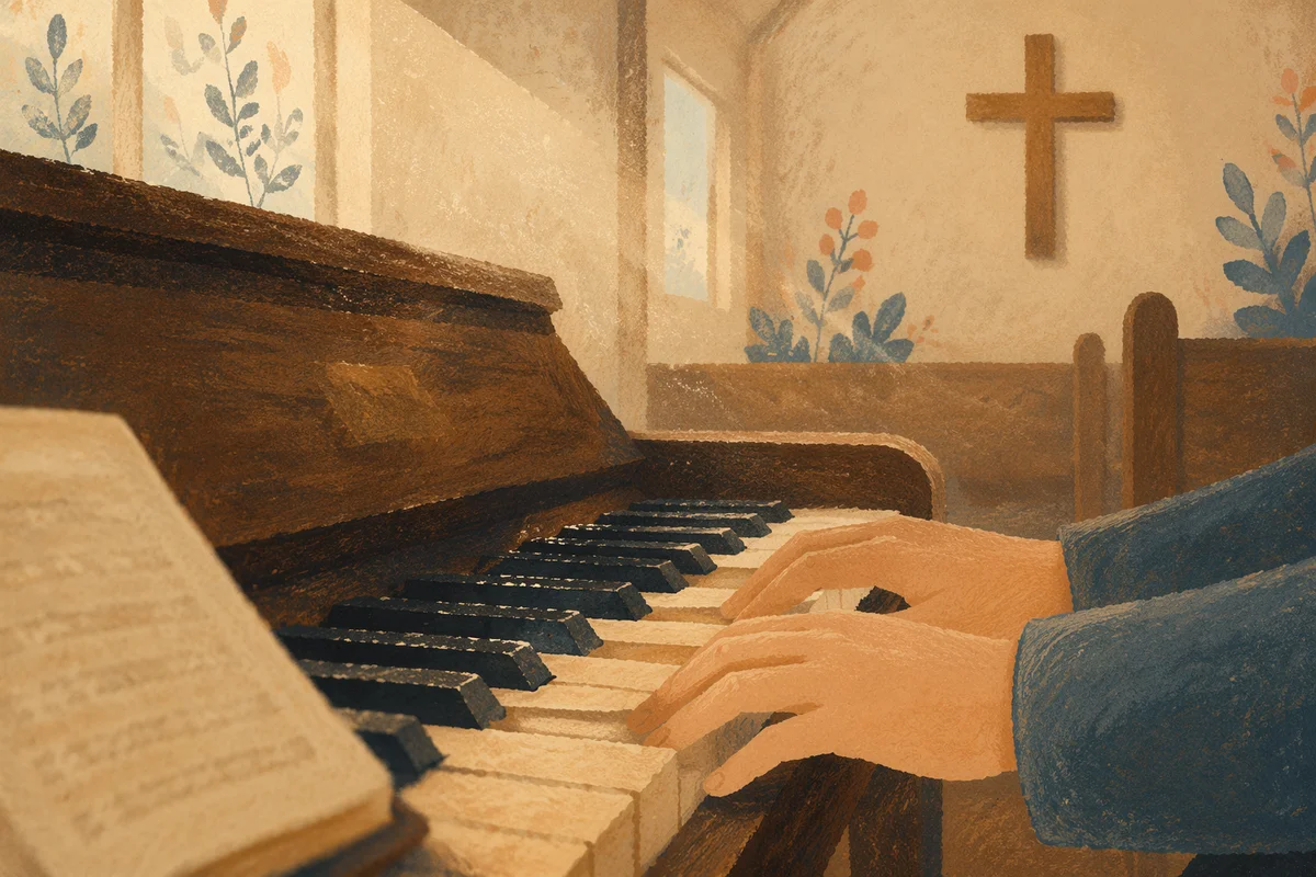 Quiet Worship Piano in Wooden Chapel